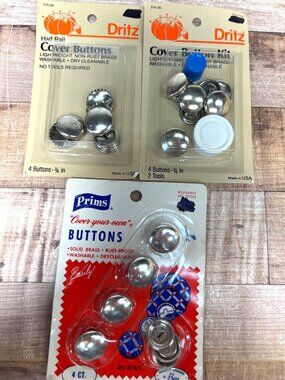 12 Dritz Half Ball Cover Button Kits Prims Cover-Your-Own Buttons 3/4 Inch